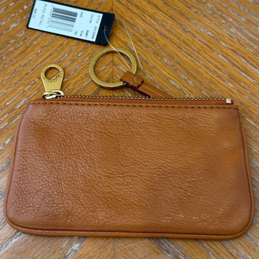 NWT Marc by Marc Jacobs Brown Tan Leather Keychain Card Wallet Coin Pouch - Picture 3 of 7
